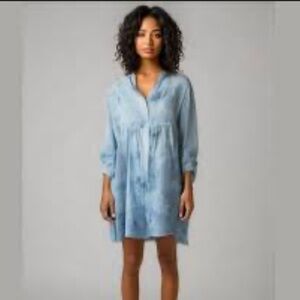 Cloth & Stone Watercolor Skies Mini Dress 100% Cotton